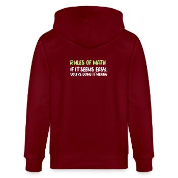 Règles des mathématiques : facile semble faux - Veste à capuche bio CULTIVATOR Stanley/Stella Unisexe - bordeaux - Dos - Anna (173cm)