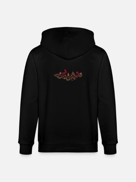 Rentier mit Stechpalme und Weihnachtsbaum - Stanley/Stella Unisex Bio-Kapuzenjacke CULTIVATOR - Schwarz