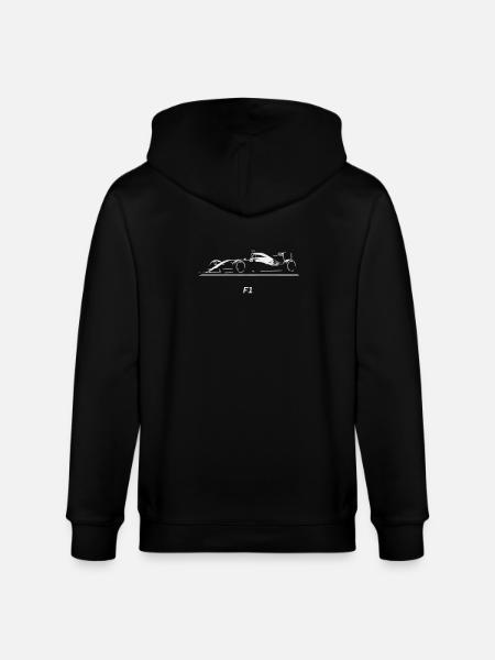 F1 Race Car Silhouette on Black - Stanley/Stella CULTIVATOR  Unisex Organic Hooded Jacket - black