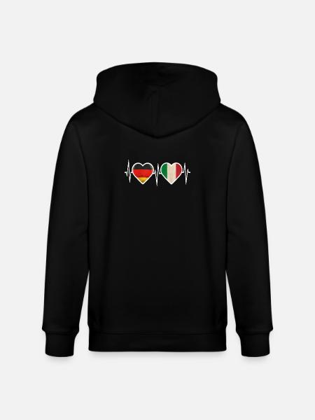Germany Italy Heartbeat - Stanley/Stella CULTIVATOR Unisex Organic Hooded Jacket - black