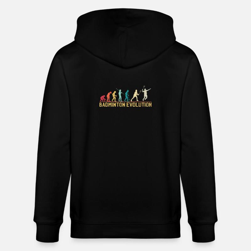 Badminton Evolution Timeline Design - Stanley/Stella CULTIVATOR  Unisex Organic Hooded Jacket - black