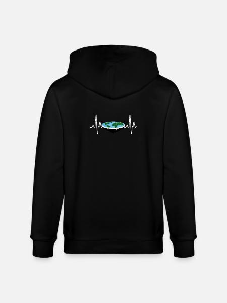 Heartbeat Flat Earth - Stanley/Stella CULTIVATOR  Unisex Organic Hooded Jacket - black