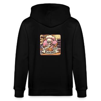Old Man Baking Skull mit Bäckermütze mit Brot - Stanley/Stella Unisex Bio-Kapuzenjacke CULTIVATOR  - Schwarz - Hinten - Anna (173cm)