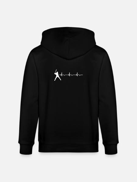 Baseball ECG Heartbeat Baseball Bat - Stanley/Stella CULTIVATOR  Unisex Organic Hooded Jacket - black