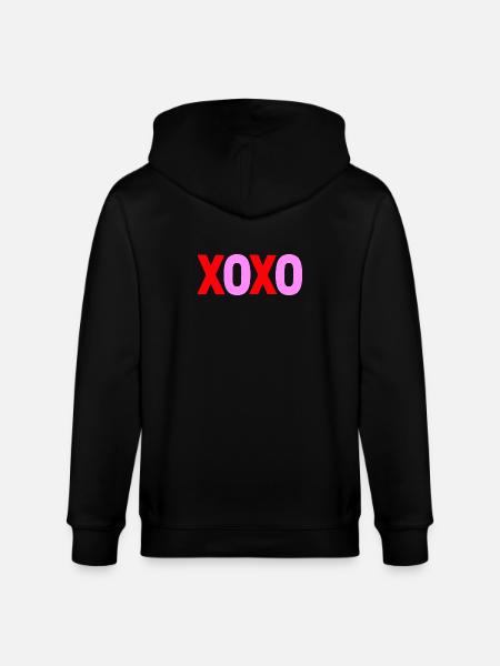 XOXO Love Valentine Text Design - Stanley/Stella CULTIVATOR Unisex Organic Hooded Jacket - black