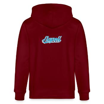 Napoli Retro Script Blau - Stanley/Stella Unisex Bio-Kapuzenjacke CULTIVATOR  - Burgunderrot - Hinten - Anna (173cm)