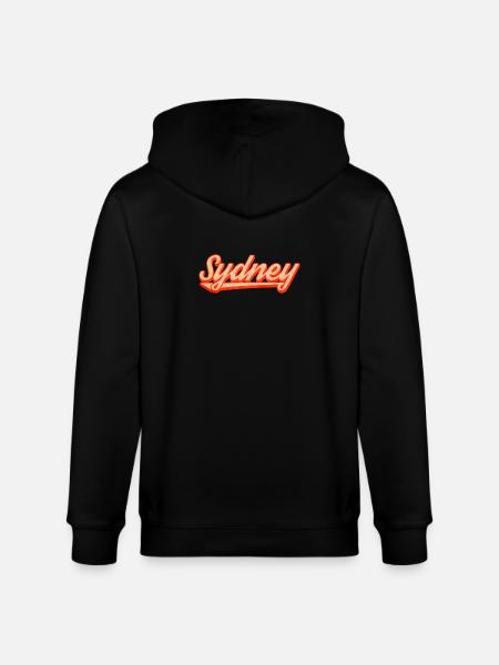 Sydney Retro Script Logo - Stanley/Stella CULTIVATOR  Unisex Organic Hooded Jacket - black