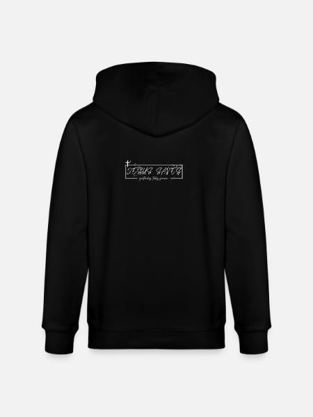 Jesus Saves – Yesterday, Today, Forever - Stanley/Stella CULTIVATOR  Unisex Organic Hooded Jacket - black