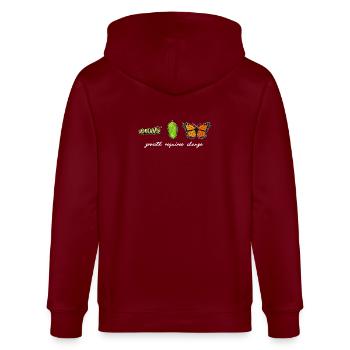 Graphique inspirant de fan papillon - Veste à capuche bio CULTIVATOR Stanley/Stella Unisexe - bordeaux - Dos - Anna (173cm)