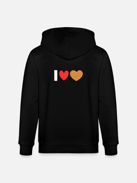 I Love Waffles Heart Waffle Breakfast - Stanley/Stella CULTIVATOR  Unisex Organic Hooded Jacket - black