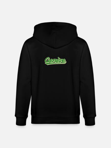 Genève Grün Retro Script - Stanley/Stella Unisex Bio-Kapuzenjacke CULTIVATOR  - Schwarz