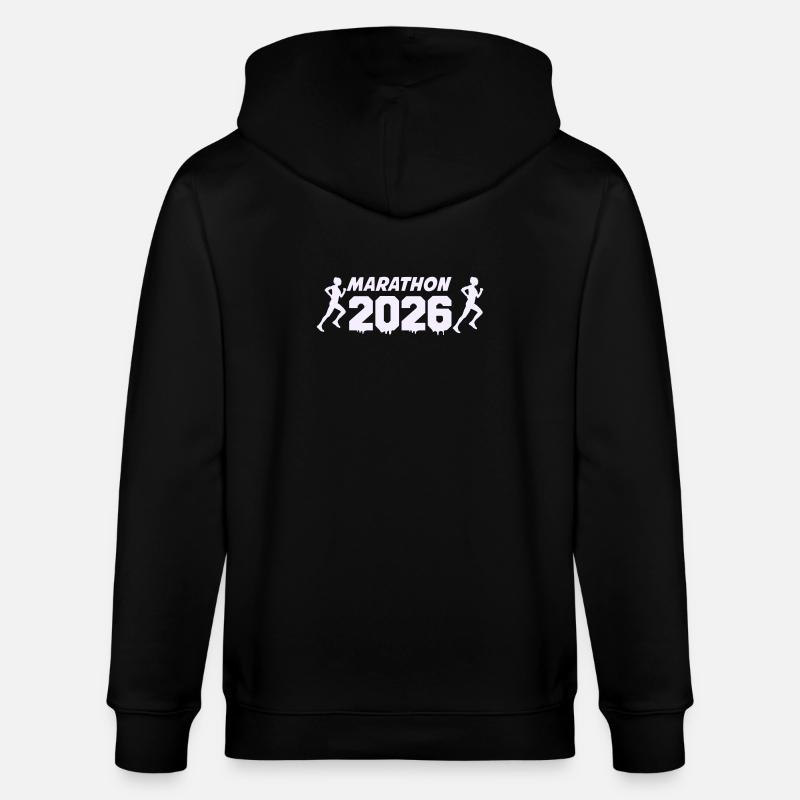 Marathon 2026 Runner Silhouette Design - Stanley/Stella CULTIVATOR  Unisex Organic Hooded Jacket - black