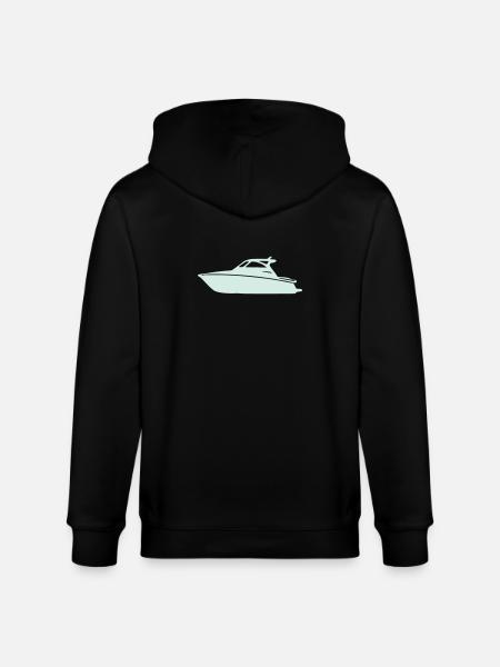 Yacht silhouette in pastel mint - Stanley/Stella CULTIVATOR  Unisex Organic Hooded Jacket - black