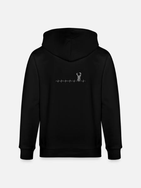 Geometric Deer Heartbeat - Stanley/Stella CULTIVATOR Unisex Organic Hooded Jacket - black