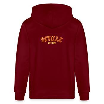 Sevilla gegründet 1976 - Stanley/Stella Unisex Bio-Kapuzenjacke CULTIVATOR  - Burgunderrot - Hinten - Anna (173cm)