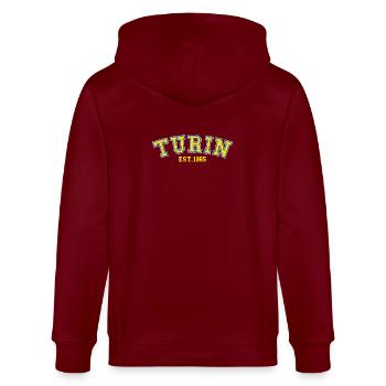 Turin Est.1965 - Veste à capuche bio CULTIVATOR Stanley/Stella Unisexe - bordeaux - Dos - Anna (173cm)