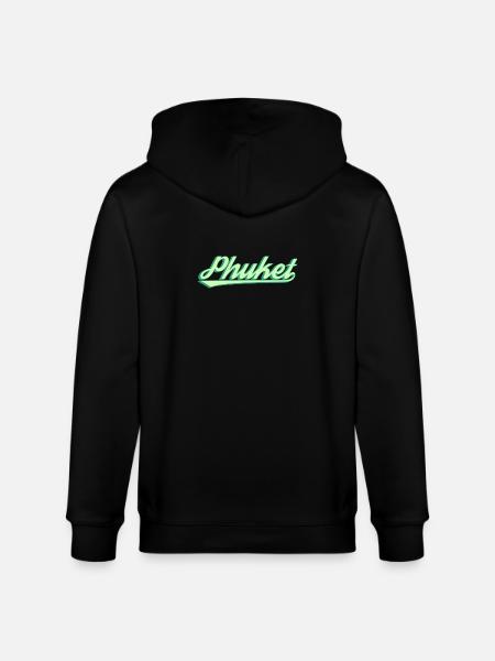 Phuket Retro Coastal Script - Stanley/Stella CULTIVATOR Unisex Organic Hooded Jacket - black