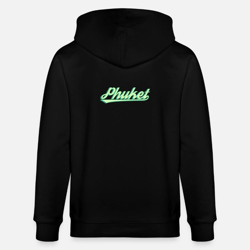 Phuket Retro Coastal Script - Stanley/Stella CULTIVATOR  Unisex Organic Hooded Jacket - black