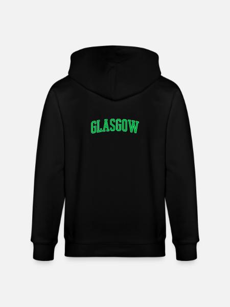 Glasgow College Style Green Block Font - Stanley/Stella CULTIVATOR  Unisex Organic Hooded Jacket - black