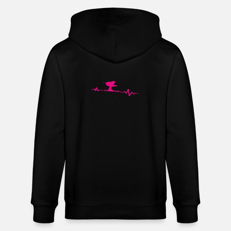 Rythme cardiaque Skier Passion Cardiogramme - Veste à capuche bio CULTIVATOR Stanley/Stella Unisexe - noir