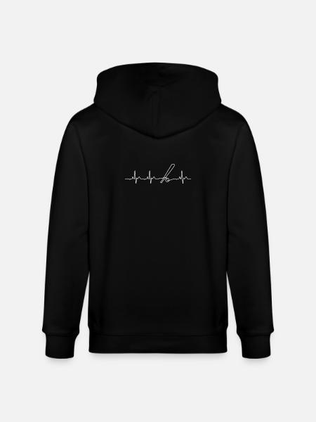 Minimalist Baseball Heartbeat Gift - Stanley/Stella CULTIVATOR Unisex Organic Hooded Jacket - black