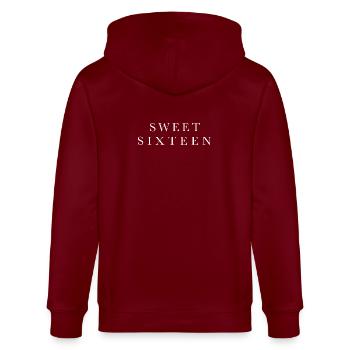 Sweet Sixteen White Serif 16e anniversaire - Veste à capuche bio CULTIVATOR Stanley/Stella Unisexe - bordeaux - Dos - Anna (173cm)