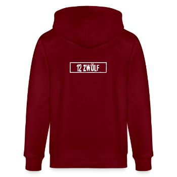 12 Zwolf  Geburtstag Rock Grunge - Stanley/Stella Unisex Bio-Kapuzenjacke CULTIVATOR  - Burgunderrot - Hinten - Anna (173cm)