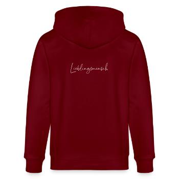 Personne préférée / Conception de l’écriture manuscrite - Veste à capuche bio CULTIVATOR Stanley/Stella Unisexe - bordeaux - Dos - Anna (173cm)
