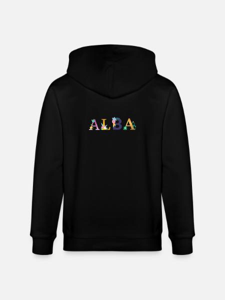 ALBA Name mit Blumen geschmückt - Stanley/Stella Unisex Bio-Kapuzenjacke CULTIVATOR - Schwarz