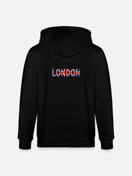 Londres couché avec drapeau - Veste à capuche bio CULTIVATOR Stanley/Stella Unisexe - noir