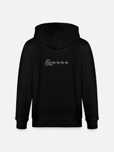 Traktor Bauer EKG Herzschlag - Stanley/Stella Unisex Bio-Kapuzenjacke CULTIVATOR - Schwarz