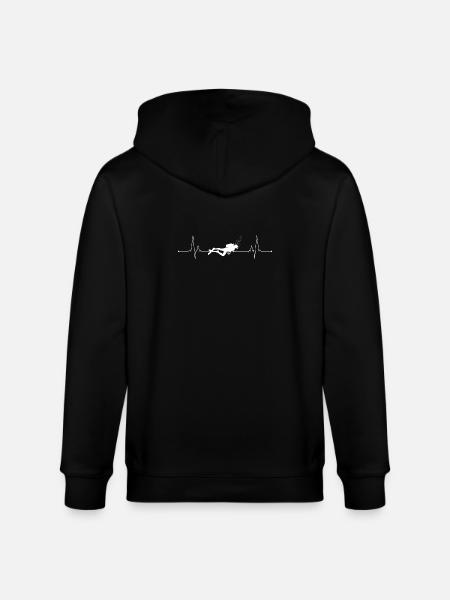 Underwater Diver with Bubbles Print - Stanley/Stella CULTIVATOR  Unisex Organic Hooded Jacket - black
