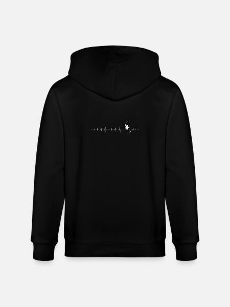 Heartbeat Angler Lineart - Stanley/Stella CULTIVATOR  Unisex Organic Hooded Jacket - black