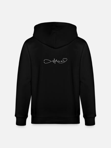 Heart Beat Stethoscope Line - Stanley/Stella CULTIVATOR  Unisex Organic Hooded Jacket - black