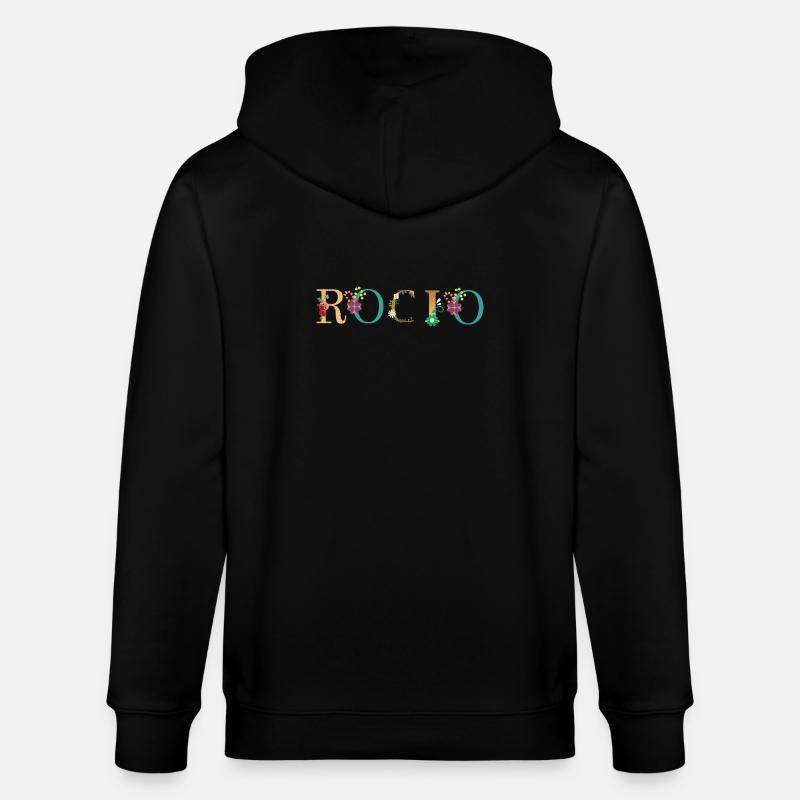 ROCIO Name mit Blumen geschmückt - Stanley/Stella Unisex Bio-Kapuzenjacke CULTIVATOR  - Schwarz