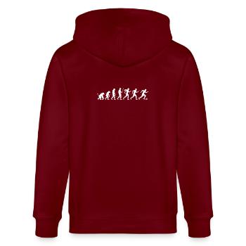 Evolution Lauf Silhouette zum Fussball - Stanley/Stella Unisex Bio-Kapuzenjacke CULTIVATOR  - Burgunderrot - Hinten - Anna (173cm)