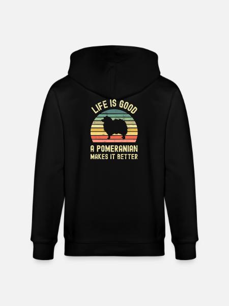 Dog Pomeranian - Stanley/Stella CULTIVATOR Unisex Organic Hooded Jacket - black