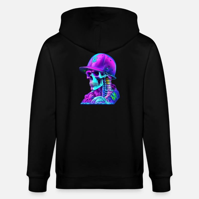 Skelett mit Kappe - Stanley/Stella Unisex Bio-Kapuzenjacke CULTIVATOR  - Schwarz