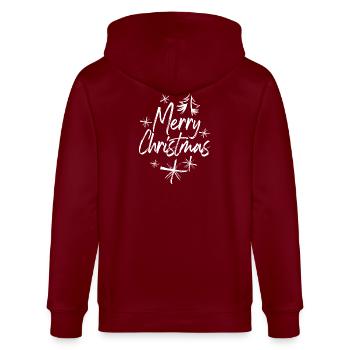Frohe Weihnachten Graffiti xmas Sterne Schnee Baum - Stanley/Stella Unisex Bio-Kapuzenjacke CULTIVATOR  - Burgunderrot - Hinten - Anna (173cm)