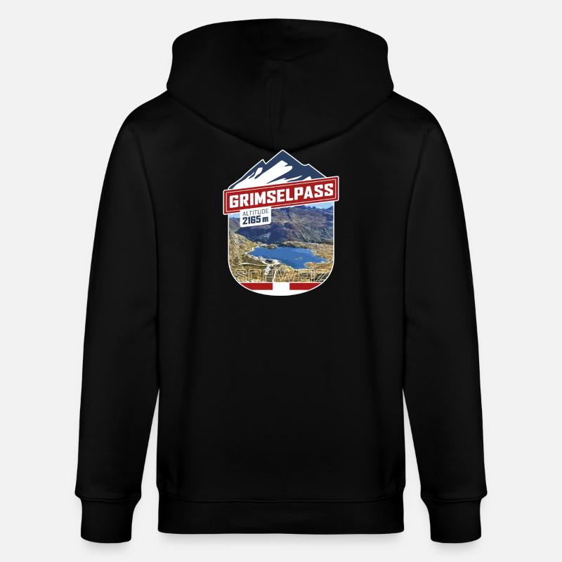 Grimselpass | Sticker - Stanley/Stella Unisex Bio-Kapuzenjacke CULTIVATOR  - Schwarz