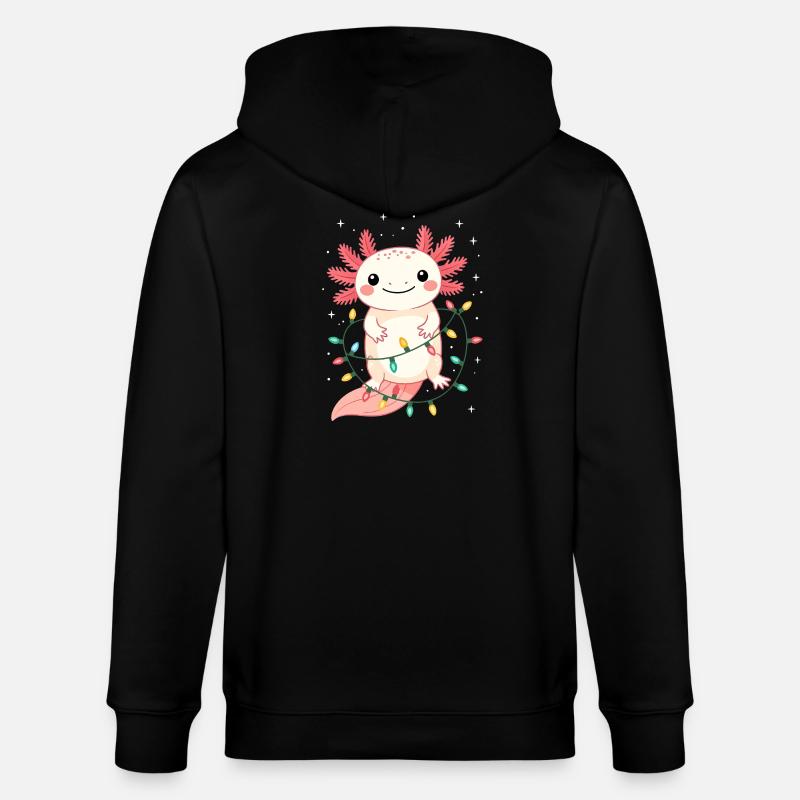 Pull de Noël Axolotl Drôle Mignon - Veste à capuche bio CULTIVATOR Stanley/Stella Unisexe - noir