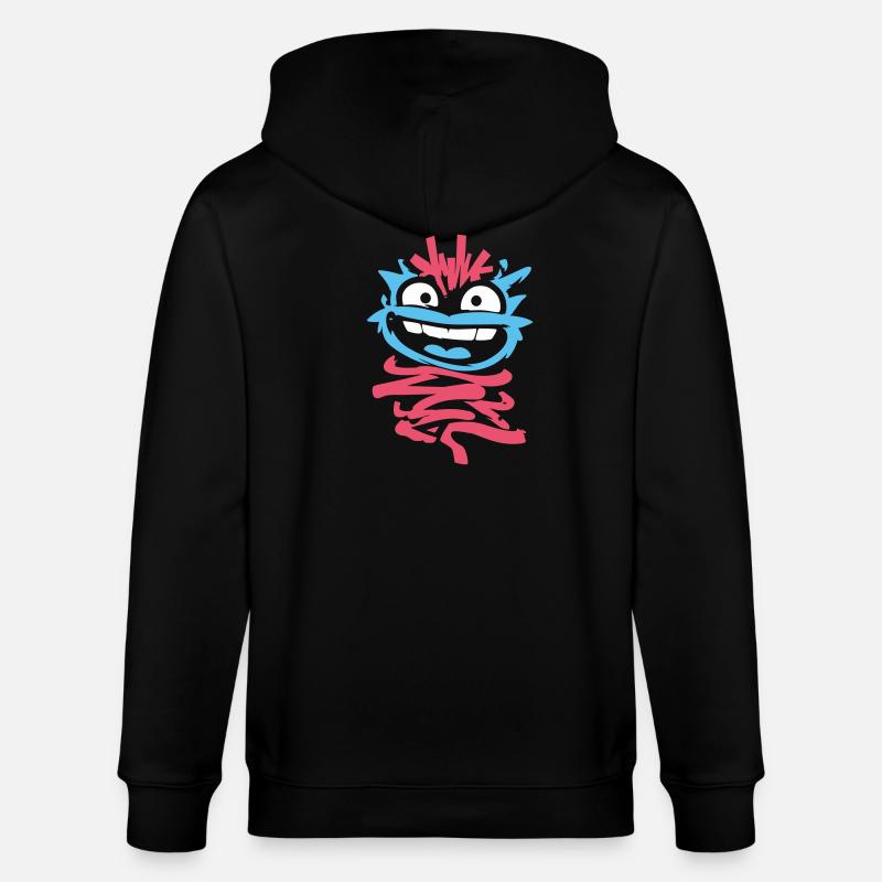 Kleine Monster: Punk-Affe mit Zwinkern - Stanley/Stella Unisex Bio-Kapuzenjacke CULTIVATOR  - Schwarz