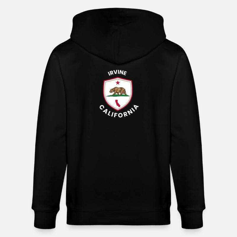 Irvine CA Bear Shield Emblem - Stanley/Stella CULTIVATOR  Unisex Organic Hooded Jacket - black