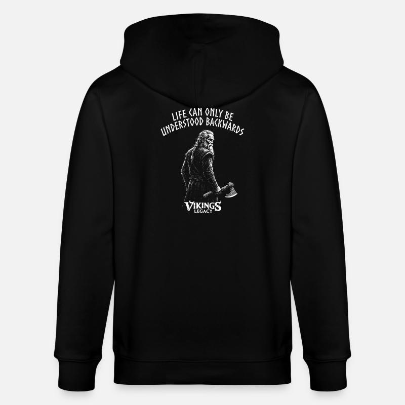 Life can only be understood backwards - Stanley/Stella CULTIVATOR  Unisex Organic Hooded Jacket - black