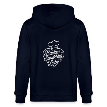 Brot Backen mit Sauerteig und Liebe - Stanley/Stella Unisex Bio-Kapuzenjacke CULTIVATOR  - Navy - Hinten - Anna (173cm)