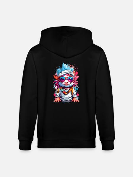 Coole Axolotl - Stanley/Stella Unisex Bio-Kapuzenjacke CULTIVATOR  - Schwarz