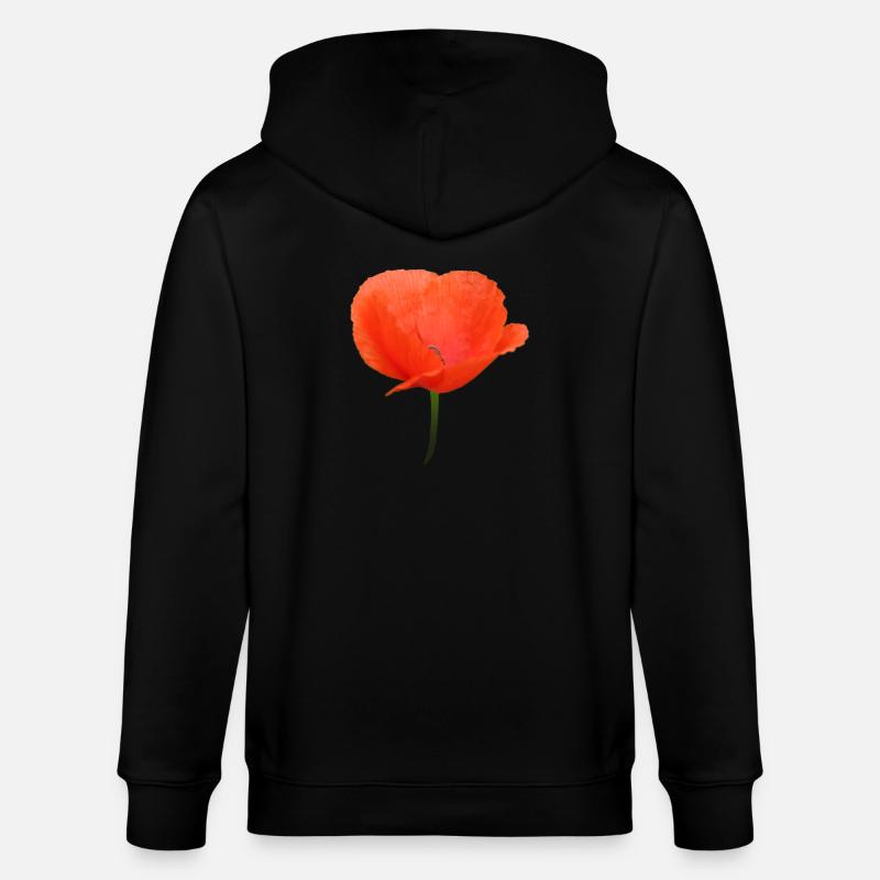 Mohnblume Klatschmohn rote Blume - Stanley/Stella Unisex Bio-Kapuzenjacke CULTIVATOR  - Schwarz