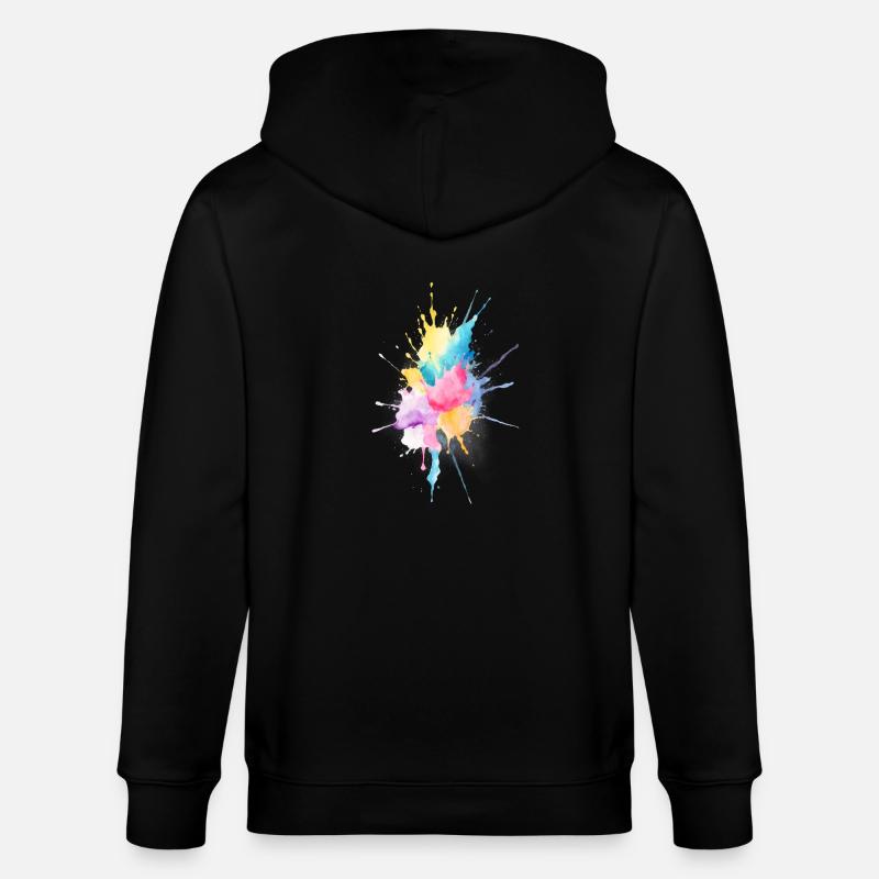 Aquarelle abstraite éclaboussure - Veste à capuche bio CULTIVATOR Stanley/Stella Unisexe - noir