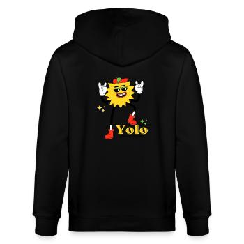 YOLO T-Shirt – Vivez l’instant présent ! - Veste à capuche bio CULTIVATOR Stanley/Stella Unisexe - noir - Dos - Anna (173cm)