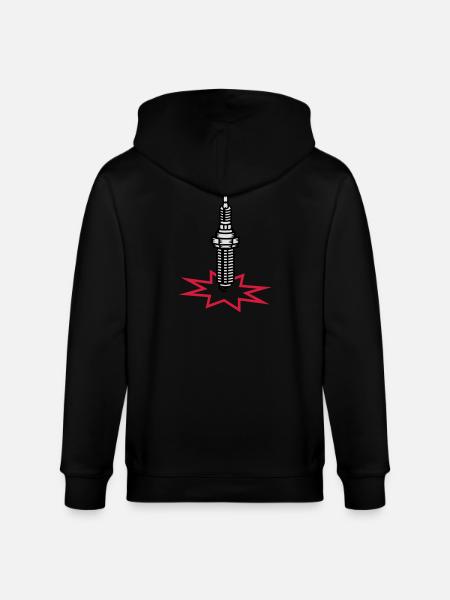 A spark plug with spark - Stanley/Stella CULTIVATOR  Unisex Organic Hooded Jacket - black